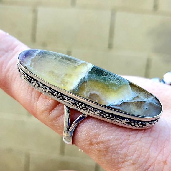 New Petrified Wood Jasper Silver Statement Ring. - Picture 13 of 13